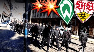 Angriff auf Stuttgart-Ultras in der Bremer Innenstadt... (100 vs. 400)