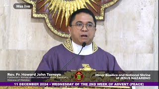 QUIAPO CHURCH LIVE TV MASS TODAY 10:00 AM DECEMBER 11, 2024 WEDNESDAY