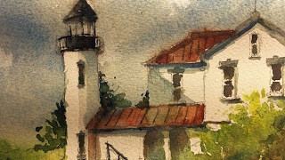 Watercolor Lighthouse with Bright Sunlight- by Chris Petri ( Part 3 of 3 )