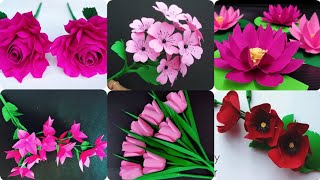 Paper Flowers ! Flower Making With Paper! 6 Different & Beautiful Paper Flower