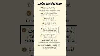 Fatiha Suresi ve Meali
