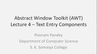 AWT LECTURE 4 (TextField,TextArea)