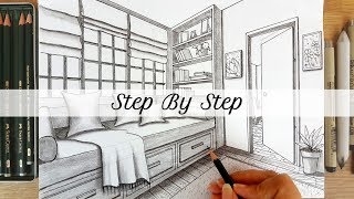 How to Draw A Room in Two Point Perspective | Step By Step