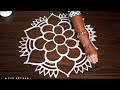 Easy Step by Step Flower Alpona Designs for FESTIVALS 🌷/ Simple Jhoti Chita for BEGINNERS/ Rangoli 🌸