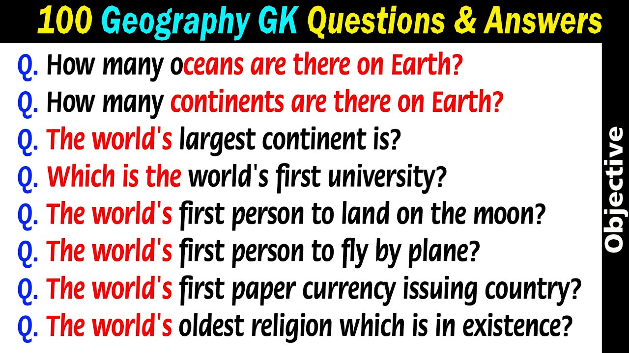 100 World Geography Gk Questions And Answers In English Geography Gk
