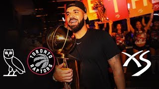 Drake and the 2019 NBA Champions Toronto Raptors celebrate at XS Las Vegas