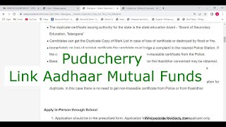 Puducherry - Link Aadhaar Card to Mutual Funds (Online)