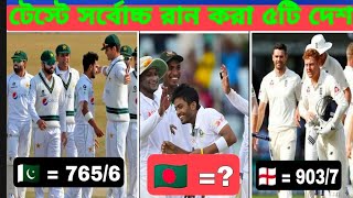 টেস্ট ক্রিকেটে সর্বোচ্চ রান করা ৫টি দেশ | Highest Team Runs in Test Cricket |