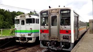 石北本線 桜岡駅 16時台の普通列車同士の交換(上川行き各停4529Dと旭川行き4532D)