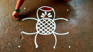 Aani madham Villaku poo kolam|4*4 traditional kolam| Friday special kolam|Super Beautiful rangoli