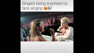 Celebrities being surprised by fans singing TikTok: lyrics