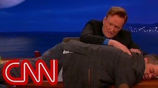 Conan goes wild during Letterman's last show
