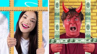 ANGEL VS DEMON CONTROL ME | CRAZY & FUNNY INSIDE OUT GOOD & EVIL RULE BY CRAFTY HACKS PLUS