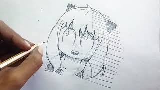 shocked Anya drawing - cute Anime girl drawing - how to draw anya forger spyxfamily