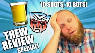 10 Shots, 10 Bots! Drunken Transformers Toy Review Challenge!!