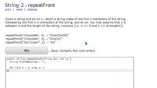 Coding Bat: repeatFront Solution Walk Through