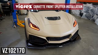 Vicrez Front Bumper Splitter ZR1 Style vz102170 | Chevrolet Corvette C7 2014-2019 | Installation