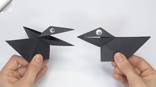 Moving paper crow | Origami paper toy antistress | Talking crow