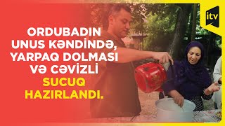 Ordubadın Unus kəndində, Yarpaq dolması və cəvizli sucuq hazırlandı.