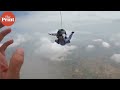 Union minister Gajendra Singh Shekhawat skydives in Narnaul, Haryana on World Skydiving Day