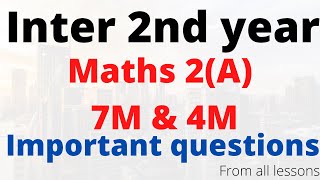 Inter maths 2a second year important questions| intermediate maths important questions 2A