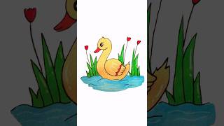 How to draw a duck in a pond #scenery #easydrawing #forkids #diy #art #simple #cute #ideas #colors