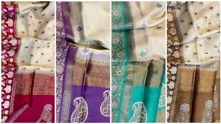 Rs 7600/- Exclusive Pure Banarasi Kora Organza Silk Sarees Collection #geethusarees