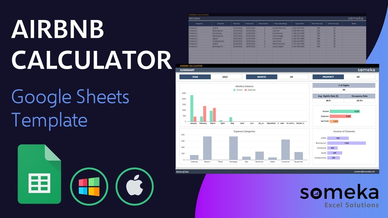 Airbnb Calculator | Google Sheets Template | Analyze Your Rental Income ...