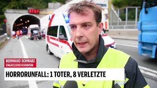 Horrorunfall auf A9: 1 Toter, 8 Verletzte