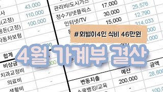 #42 [월결산] 4월 가계부 결산 \u0026 식비 46만원 지출, 풍차돌리기 만기