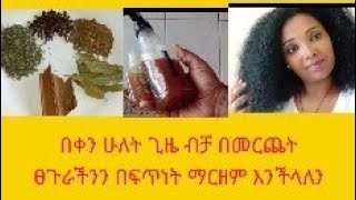 በቀን ሁለት ጊዜ ብቻ ፀጉራችን ላይ በመርጨት በፍጥነት ማርዘም እንችላለን use two times a day on your hair the results is crazy