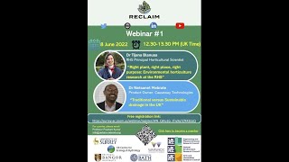 RECLAIM Network Plus Webinar #1 - Environmental Horticulture and Sustainable Drainage