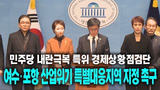 [🔴기자회견] 여수•포항 산업위기 특별대응지역 지정 촉구...민주당 내란극복 특위 경제상황점검단