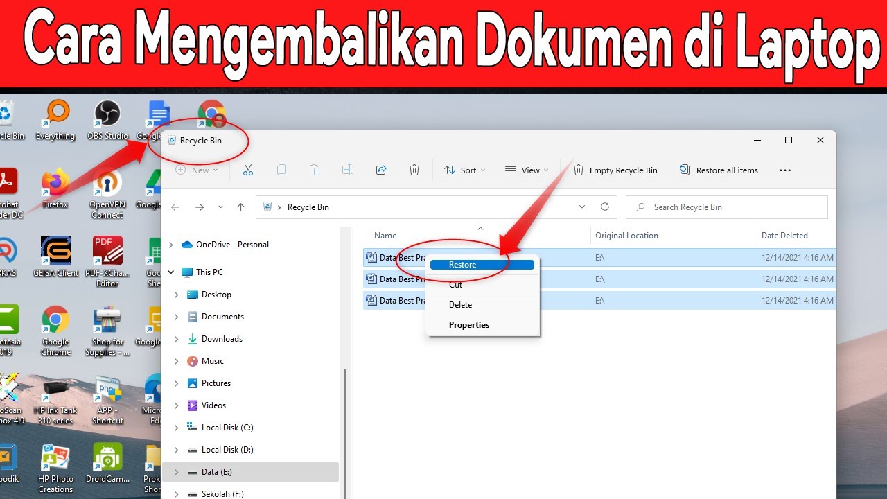 Cara Mengembalikan Dokumen Yang Terhapus Di Laptop - YouTube