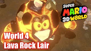 Super Mario 3D World - Bowser’s Castle World 4 - Lava Rock Lair - All Stars Gameplay Walkthrough