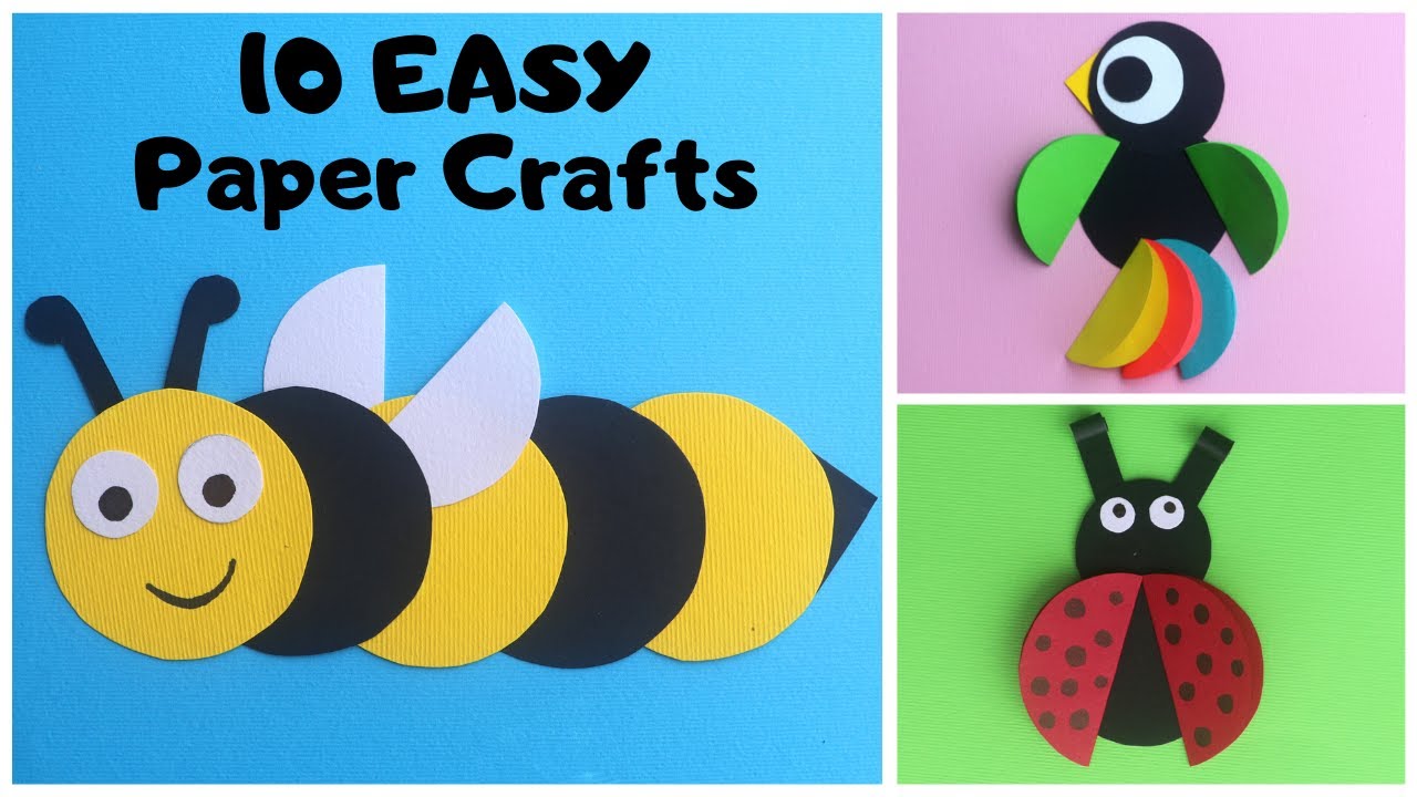 10 Easy Paper Crafts For Kids | Paper Circle Crafts | DIY Paper Toys ...