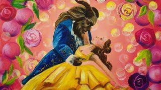 Beauty and The Beast Dancing Step by step Beginner Acrylic Tutorial | TheArtSherpa