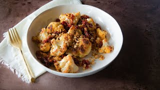 Roasted Cauliflower with Sun Dried Tomatoes and Pine Nuts