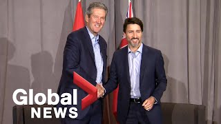 Justin Trudeau meets with Manitoba Premier Brian Pallister during cabinet retreat