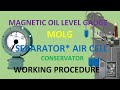 MOG:MOLG:MAGNETIC OIL LEVEL GAUGE:MOG:OIL LEVEL GAUGE:AIR CELL:SEPARATOR:WORKING PROCEDURE