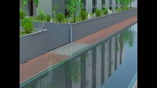 Hidden automatic flood control barrier for underground parking/ 地下停车场的隐藏式自动防洪屏障/ Barrera automática