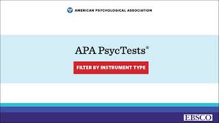 APA PsycTests - Filter Instruments by Type on EBSCOhost