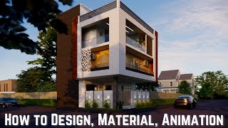 How to Design Complete House in Sketchup | 30'X35' House Design | Material & Animation