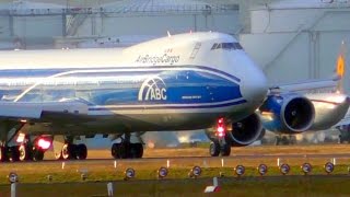 B747-8 AirBridgeCargo take-off at RWY 25C in Frankfurt