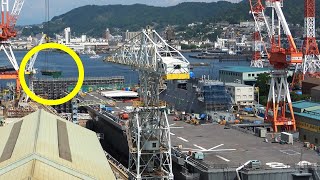 【空母化改修(38)】護衛艦「かが」8日ぶりに動いた！艦首近辺に大きな部材が…出てきた！？これを載せるの？生映像です！F-35B【戦艦大和造船所】海上自衛隊 呉基地 2022年8月9日 DDH-184