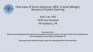 April Lao, MD - Overview of Facial Dystonias: BEB, Cranial (Meige), Apraxia of Eyelid Opening