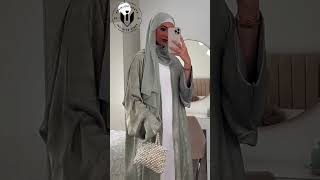 Shiny Satin Open Kimono Abaya Dubai Luxury 2024 #abaya #fypage #hijabfashion