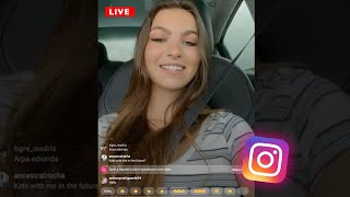 Livestream Instagram - model Grace Boor (@graceboor) sits in the car talk with fans