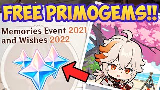 FREE PRIMOGEMS!! Events of Memories 2021 & Wishes 2022 _ Genshin Impact Web Event