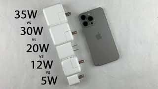 iPhone 15 Pro Max Charge Test: 35W vs 30W vs 20W vs 12W vs 5W (Apple)